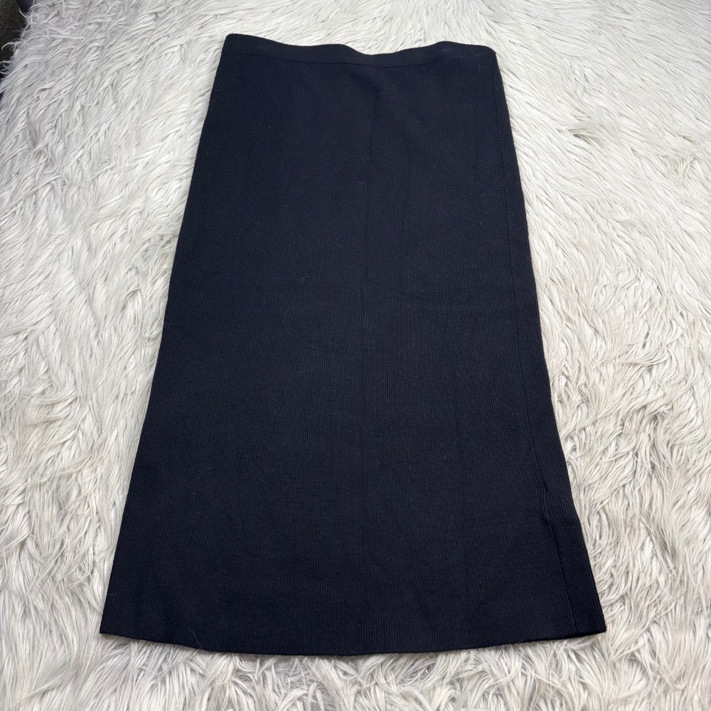 J.Crew Women's M Black Sweater Knit Tube Midi Skirt Preppy Classic Chic Parisian